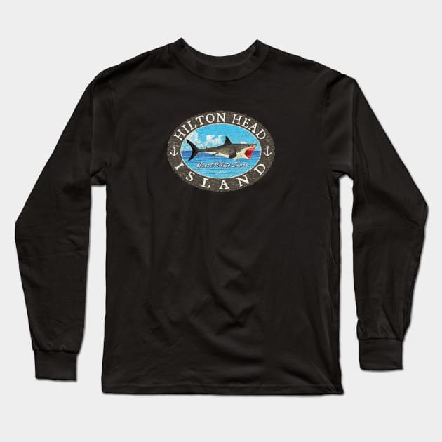 Hilton Head Island, South Carolina, Great White Shark Long Sleeve T-Shirt by jcombs